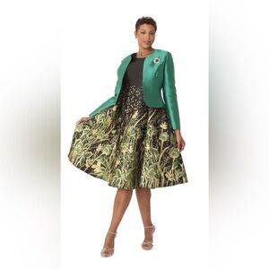 Chic Black and Gold Floral A-Line Skirt